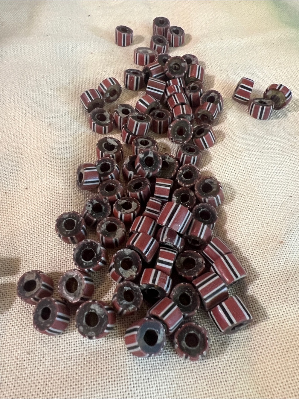 Vintage Striped Glass Trade Beads - Lot of 81